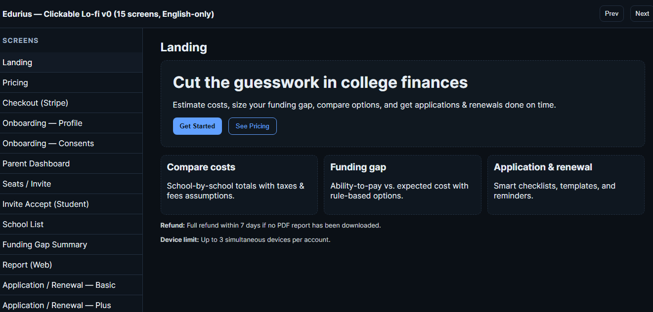 Edurius product preview